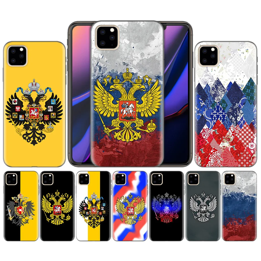 

Silicone Phone Case Cover For iphone XR XS Max X 7 8 6 6S Plus 11 11Pro Max 5 5S 5C SE 7Plus 8Plus Russia Flag Coat Of Arms Case
