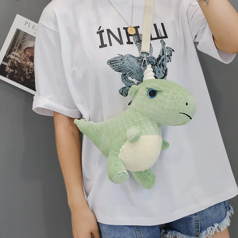 

Plush Bag Women's 2019 New Style Fashion Korean-style Cartoon Cute GIRL'S Small Shoulder Bag Dinosaur Toy Backpack Shoulder Bag
