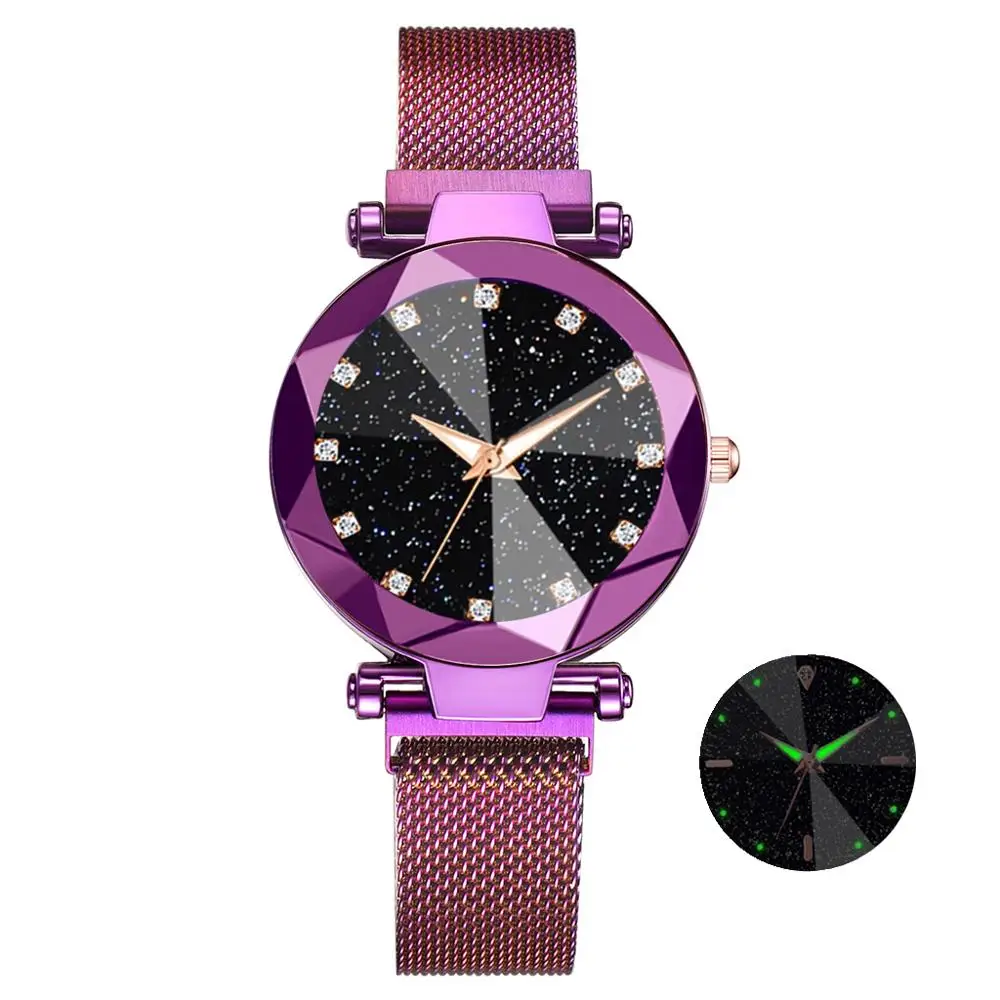 3266 Purple Женские Звездные часы роскошный Магнитный Звездный браслет с изображением неба модные бриллиантовые Женские кварцевые наручные часы Relogio Feminino - Цвет: 3266 Purple