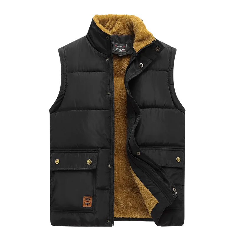 Newest Winter Men Vest Coats Thick Warm Sleeveless Jacket Coats Casual Men Vest Fleece Army Green Waistcoat Big Size 7XL