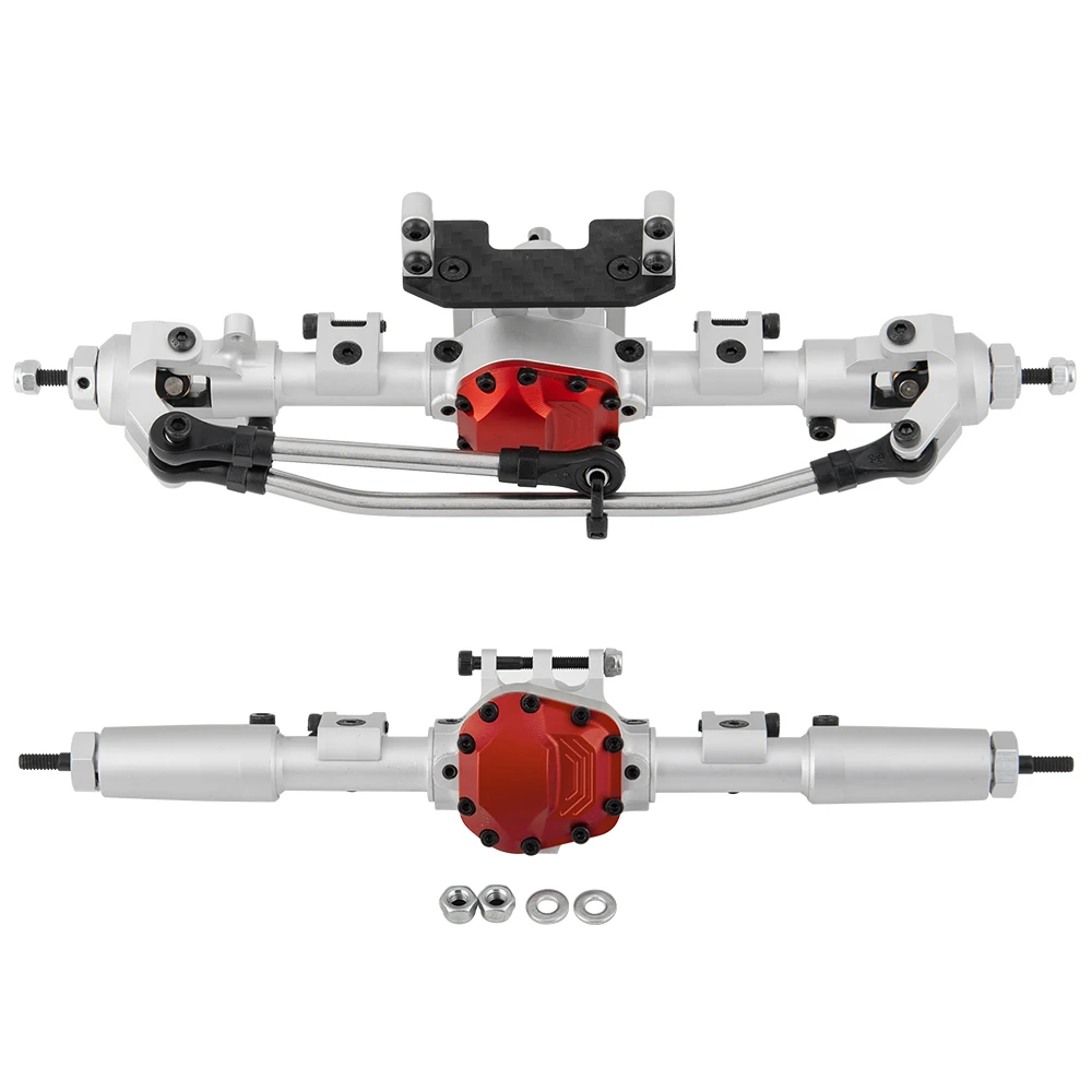 1 шт./компл. сплава передняя и задняя Прямой полный комплект на ось для 1/10 RC автомобиль гусеничные осевой SCX10 90046 обновления Запчасти - Цвет: 1 set silver