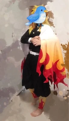 Аниме! Demon Slayer: Kimetsu no Yaiba Rengoku Kyoujurou униформа косплей костюм на Хэллоуин для унисекс Новинка