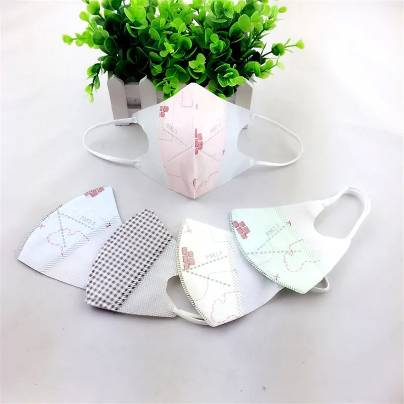 5pcs Child Folding Nonwoven Dust Anti Fog Disposable Mask Cute Colorful Cartoon Printed 3Layers Respirator | Красота и здоровье