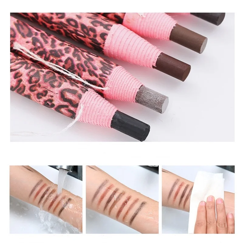1pcs Waterproof Henna Eyebrow Pencil Free Cutting Natural Paint Black Brown Coffee Microblading Permanent Eyebrow Leopard MakeUp1 (2)