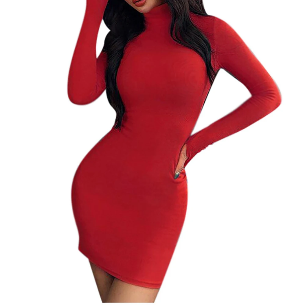 Black Women Dress Clothes Wearing Sexy Night Club Bodycon Turtleneck Dress Tight Buttocks Female Vestidos Spring Autumn платье bridal shops near me