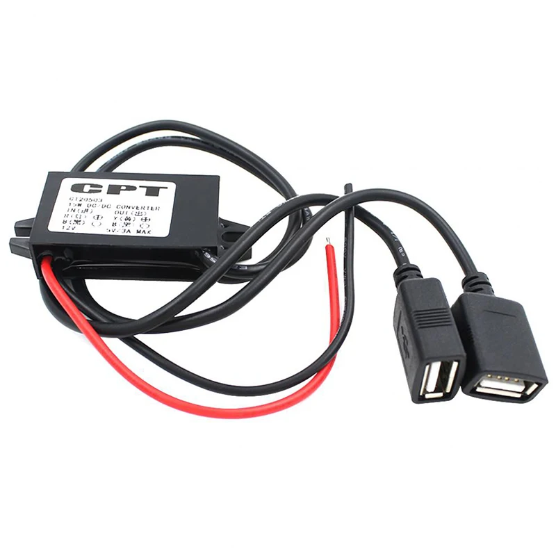 

Power Converter Car Phone Charger Dual USB 3A USB 2.0 Navigator Carcorder Reduction Voltage Power Supply Output Adapter