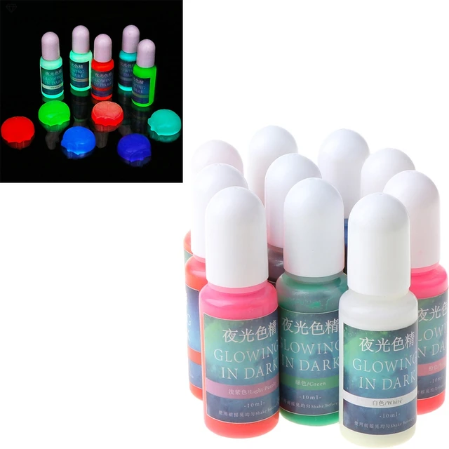 20 Colors/10ml Fluorescent High Concentrat Epoxy Pigment Luminous Paint  Resin Dye Colorant UV Epoxy Resin For DIY Jewelry Making
