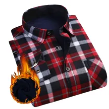 Осень зима мужской хлопок для бизнес на каждый день клетчатое платье рубашки мужские рубашки с длинным рукавом бархатные теплые Camisa Social Masculina Размер 4XL