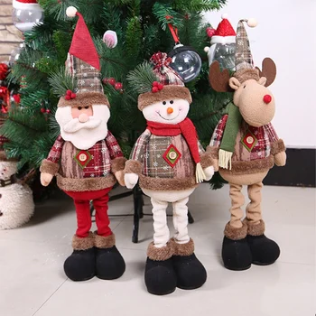 

NEW-3 Pcs Christmas Dolls Tree Decor New Year Ornament Reindeer Snowman Santa Claus Standing Doll Decoration Merry Christma
