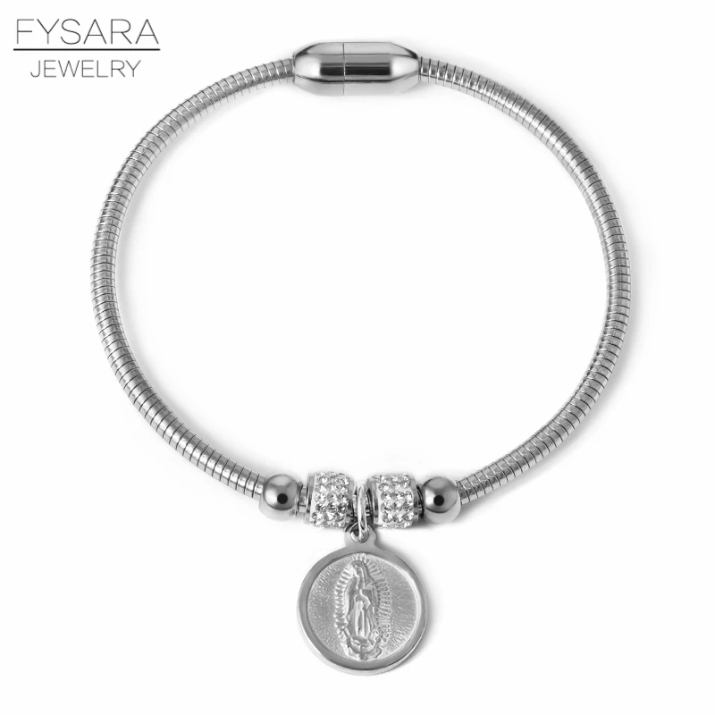 FYSARA винтажные шармы браслеты с сердечками для женщин хрустальные Pulseras змея из нержавеющей стали цепная проволока браслеты и браслеты DIY на заказ - Окраска металла: Silver color style6