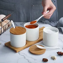 Простые креативные керамические кухонные контейнеры для продуктов контейнеры для приправ для специй коробка для приправ для сахара кухонная бутылка для хранения соли