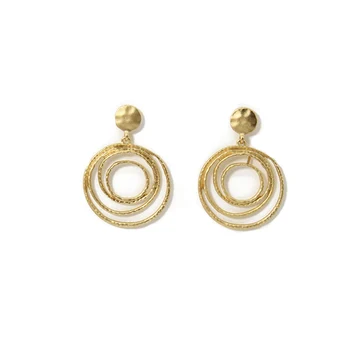 

SINTA S925 Sterling Silver Earrings Golden Round Classic Golden Circle Earring For Women Gift Jewerly