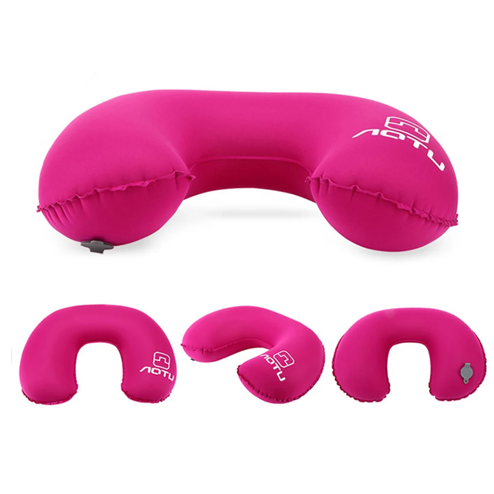Синий U-образная надувная подушка для путешествий, подушка для путешествий, Сверхлегкий самолет, отель, надувная подушка, Открытый Кемпинг, спальный мешок D35 - Цвет: Синий