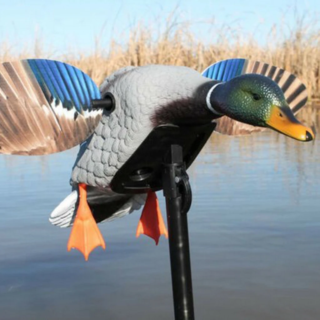 Electric Fly Duck Mallard Drake Decoy w/ Support Foot Hunting Duck Decoy Shooting Fishing Lure Garden Decor Lawn Ornaments