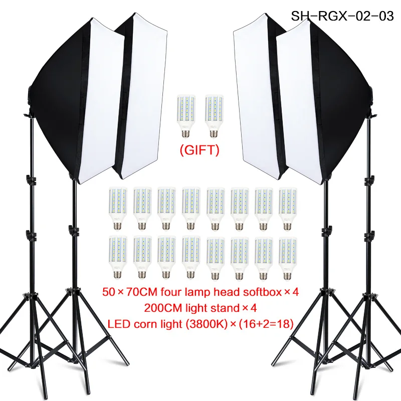 Фотостудия прямоугольная фотография Софтбокс 8 Led 20W фотографический светильник ing Kit 2 светильник стенд 2 Мягкая коробка сумка для камеры - Цвет: SH-RGX-02-03