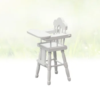 

Kids Mini High Chair Toys Adjustable Table Seat Mold Toddler Feeding Highchair Decorative Furniture Model Play House Toy White B