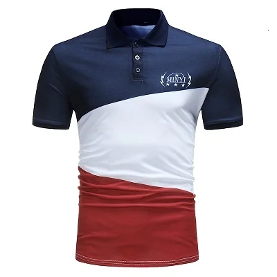 T352 Navy blue Летняя Модная брендовая мужская рубашка поло с однотонным принтом с коротким рукавом, Облегающая рубашка поло с рукавом, повседневные деловые мужские рубашки-поло - Цвет: T352 Navy blue