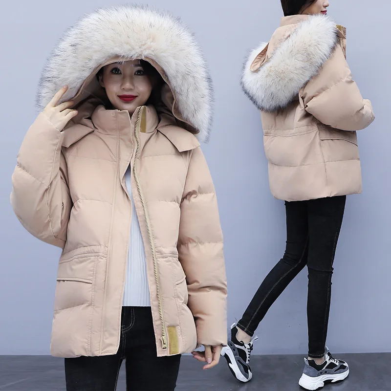 

2019 Winter New Style Large Size Dress Fat Mm Plus-sized Western Style Thick Warm Short Significantly Higher Slimming Cotton Coa