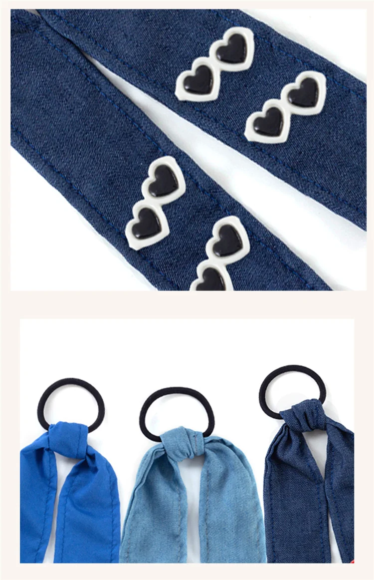 Geebro Neue Cartoon Partten Bowknot Elastische Haarband Für Frauen Mädchen Feste Farbe Scrunchies Haar Krawatten Sonnenbrille Herz Stirnband – Detail 11