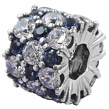 

Original Blue & Clear Sparkle Arm Candy With Crystal Christmas Beads Fit 925 Sterling Silver Charm Pandora Bracelet DIY Jewelry