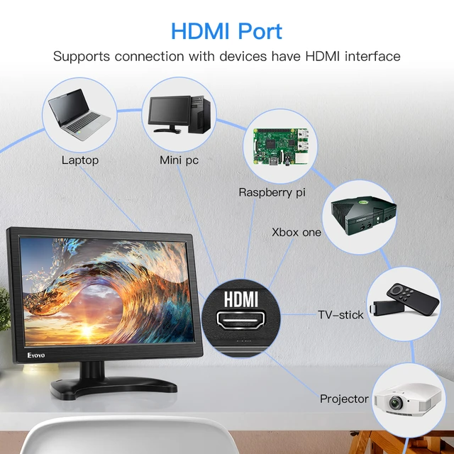  Eyoyo Monitor LCD HDMI de 14 pulgadas 1024x768 Monitor de  pantalla VGA pequeño para cámaras de seguridad con entrada HDMI/VGA/AV/BNC  con altavoces integrados y control remoto : Electrónica