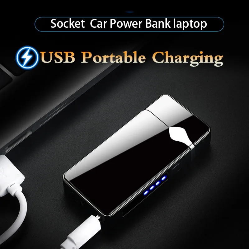 Электрическая зажигалка с подключением к USB ветрозащитная плазменная двойная дуговая электронные зажигалки новинка сенсорная пожарная Зажигалка гаджеты для мужчин