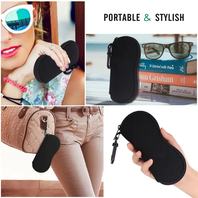 Custodia Per Occhiali Portatile In Pelle - Soft Case Unisex, Nero, Per Viaggi - Foto 7