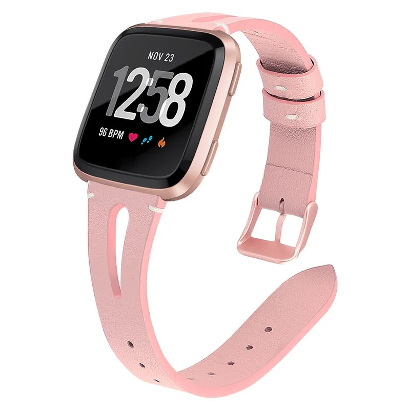 Ремешок для Fitbit Versa, Кожаный Модный ремешок для замены, кожаный ремешок для наручных часов, ремешок для браслета, ремень для Fitbit Versa - Цвет ремешка: Pink