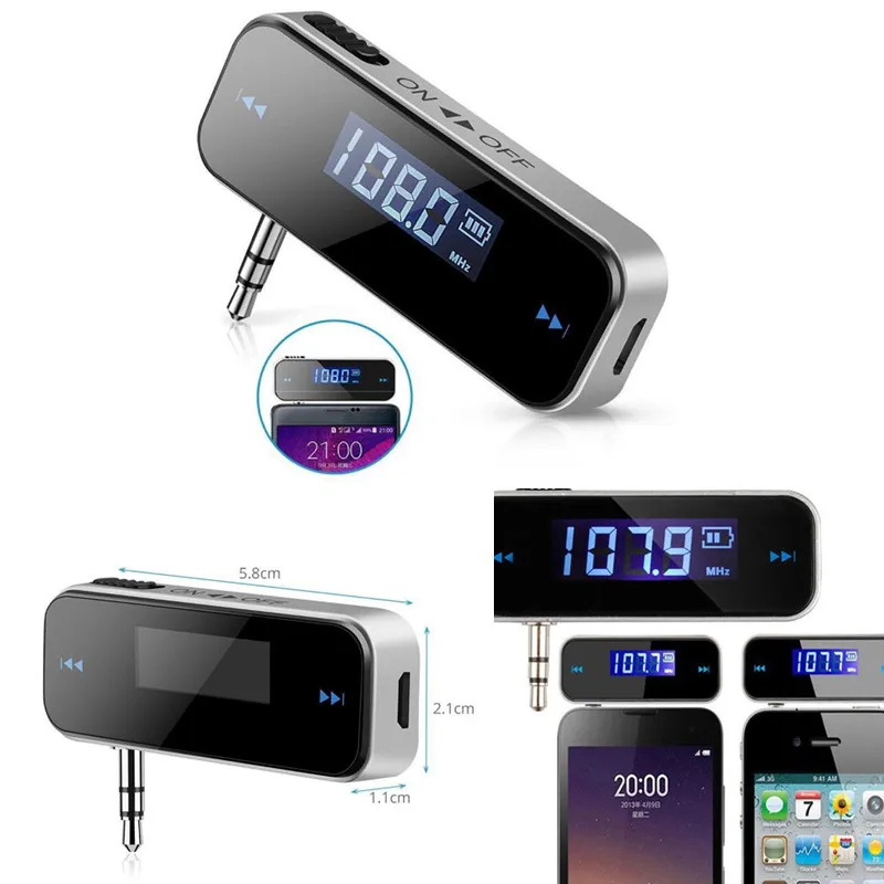 

1pc Mini 3.5 Mm Wireless Car Radio Audio FM Transmitter HandsFree Modulator Transmissor LCD Displayer With Cable