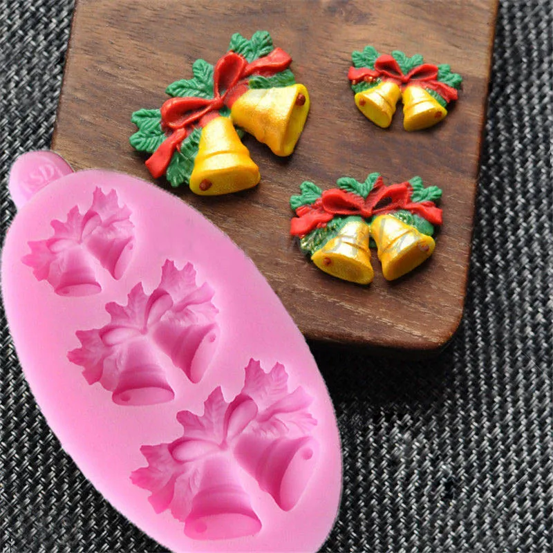 New 3D Christmas Bells Fondant Cake Mold Mould Bakeware Xmas Home Kitchen Tool