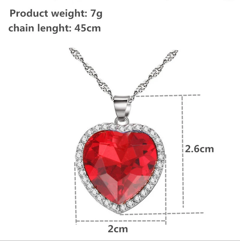 Titanic Heart of the Ocean Necklaces for Women Blue Romantic CZ Chain Pendant Necklaces Fashion Wedding Jewelry