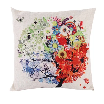 

2018 Hot Sale Casual Pastoral Life Tree Digital Floral Printed Pillow Cover Cotton Linen Office House Sofa Cushion Cover 45*45CM