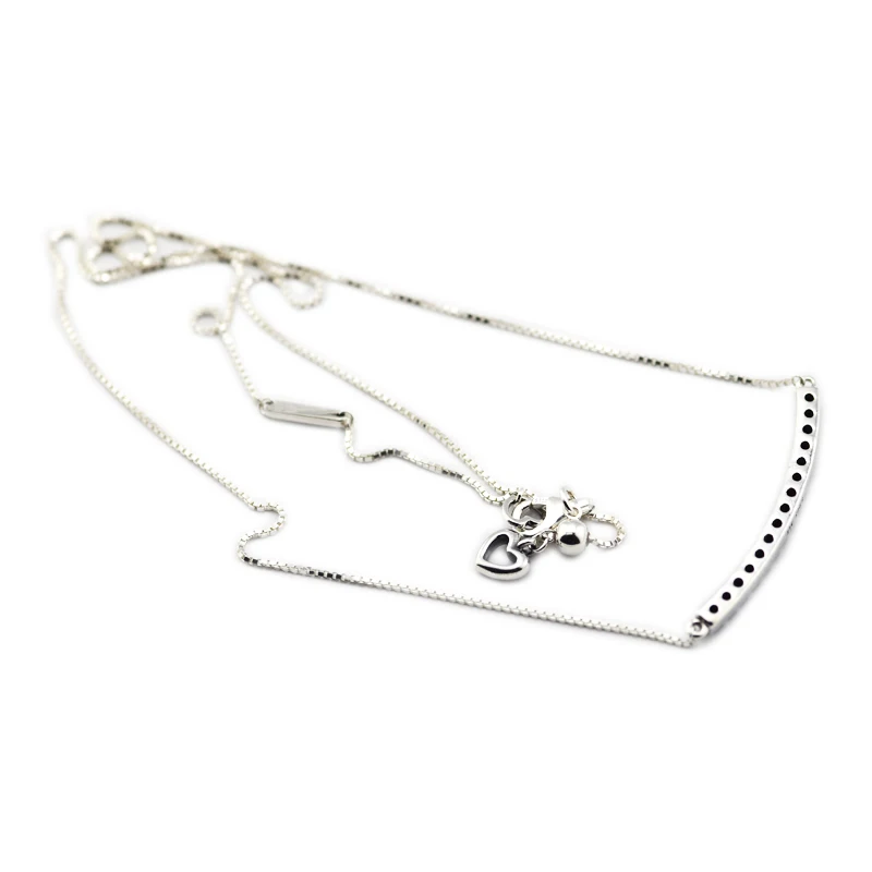 QANDOCCI 925 серебро разноцветные изогнутая перекладина ожерелье ДЛЯ Woemn оригинальные модные подвески-шармы Ювелирные украшения