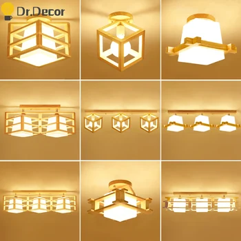 

Japanese Style Wood LED Ceiling Lamp Modern Kitchen Bar Ceiling Light Restaurant Decorative Lighting LOFT Bed Ceiling Lights