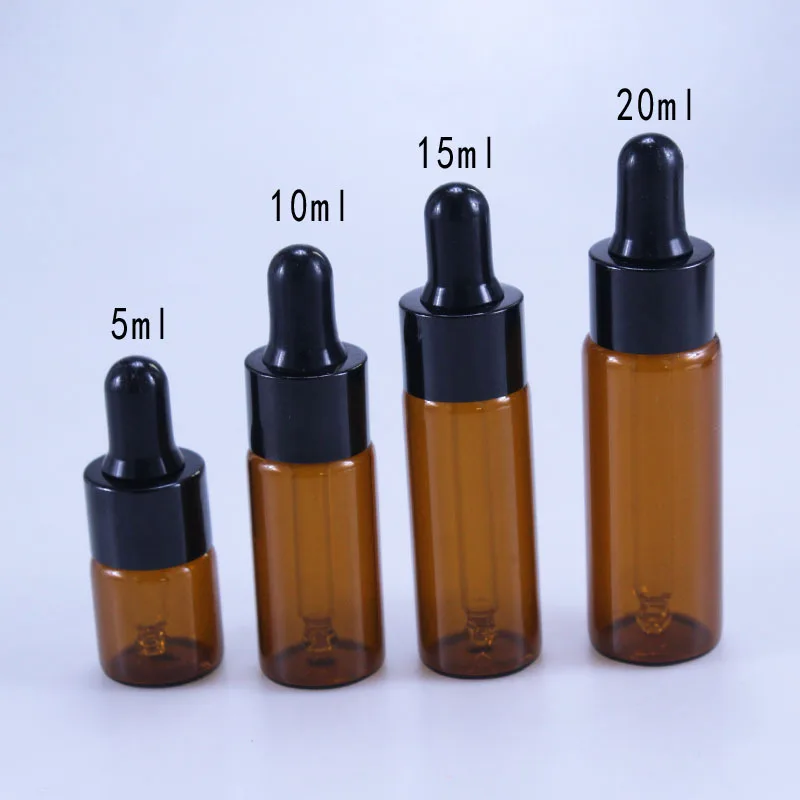 50pcs/lot 5ml 10ml 15ml 20ml Amber Glass Dropper Bottle Jars Vials With Pipette Cosmetic Perfume Essential Oil Bottles refillable bottle refillable cosmetic bottle cosmetic bottle makeup empty bottle dropper bottle