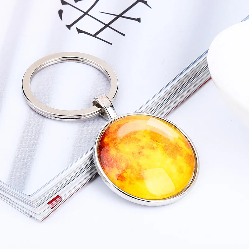 Moon Star Night Light Pendant Universe Glass Time Stone Blessed Virgin Mary Maria Christmas Tree Keychain
