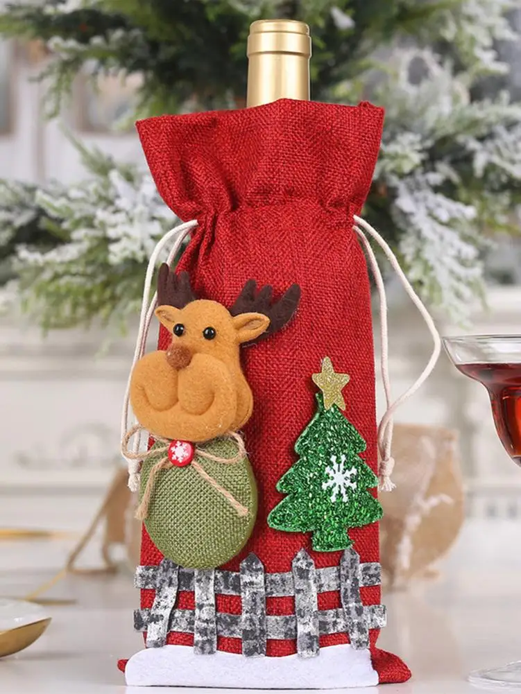 

2020 Christmas Decorations For Home Christmas Wine Bottle Bags Cover Gift Champagne Holders Xmas Home Table Navidad Decor