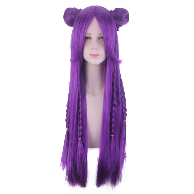  wig Game Character LOL K/DA Kaisa Cosplay Wigs 80cm Long Purple KDA Heat Resistant Synthetic Hair P