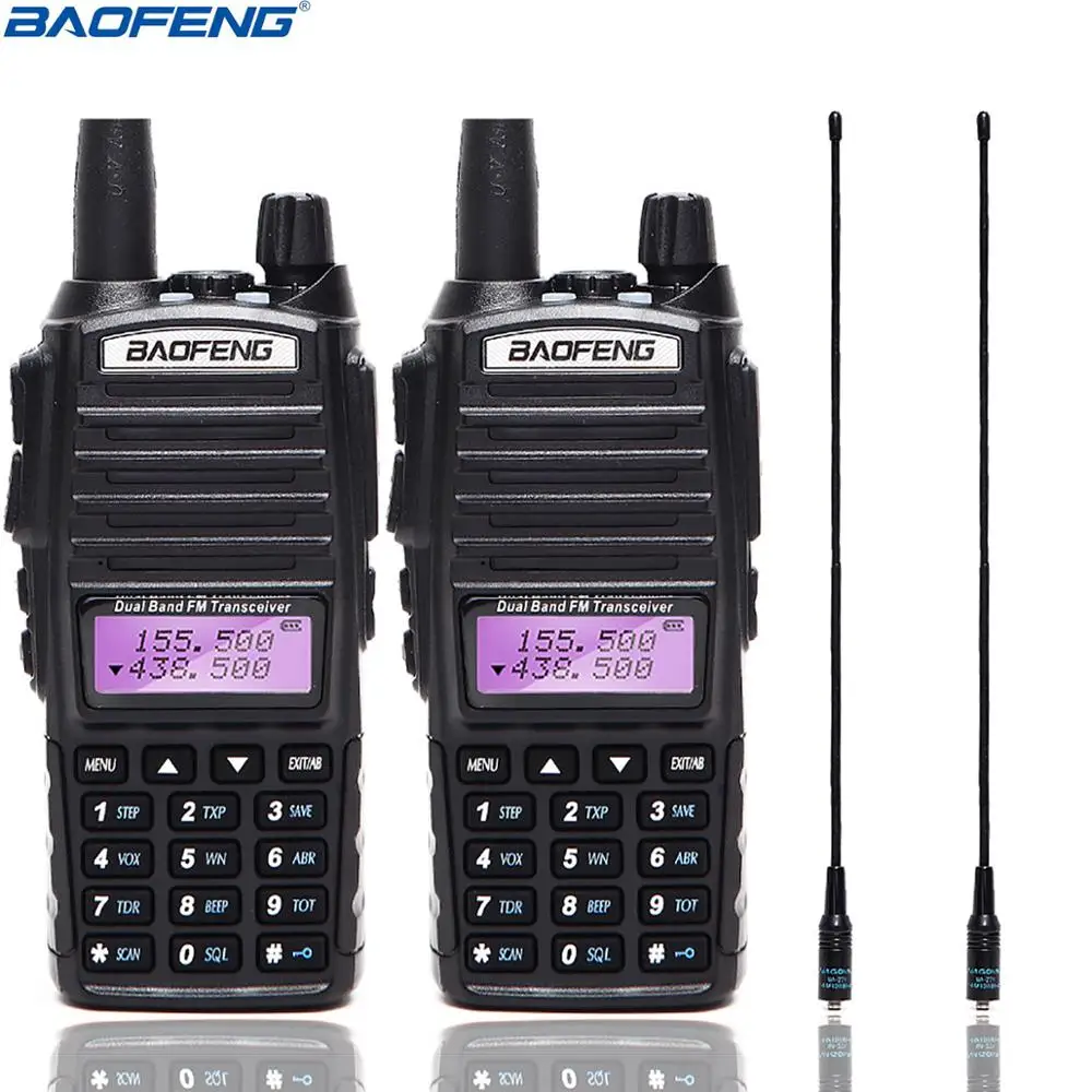 2Pcs BaoFeng UV-82T Tri-Band Walkie Talkie 136-174Mhz 220-260Mhz 400-520Mhz amatuer Two Way portable ham Radio Up Of uv-82 uv82 - Цвет: add  771 antenna