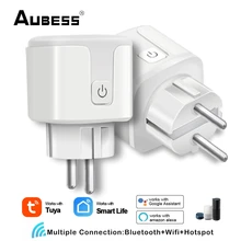 

Aubess WiFi Smart Socket 16A EU Tuya Smart Plug Power Monitor Timing Outlet APP Remote Control Work With Alexa Google Assistant