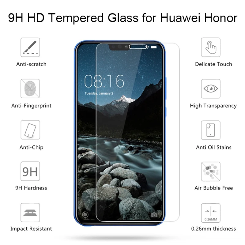 2 Piece HD Hard Tempered Glass for Huawei Honor 9X Pro 7X 6X 5X 8S 7S Screen Protector Film 9H Protective Glass for Honor 9X Pro best phone screen protector