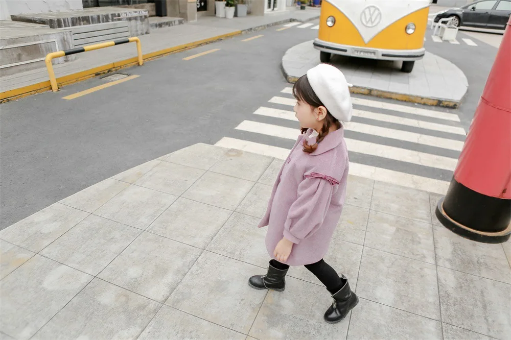 Girl'S Coat Children Woolen Jacket Children Mid-length Coat Women's