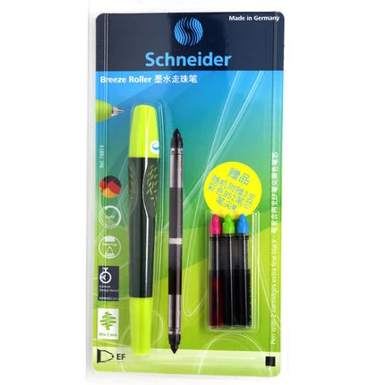 Цветные гелевые ручки Schneider Breeze+ 5 шт. Набор сменных стержней Шариковая ручка для школы канцелярские принадлежности гелевые ручки для студентов ручка для письма - Цвет: Light-Green-EF