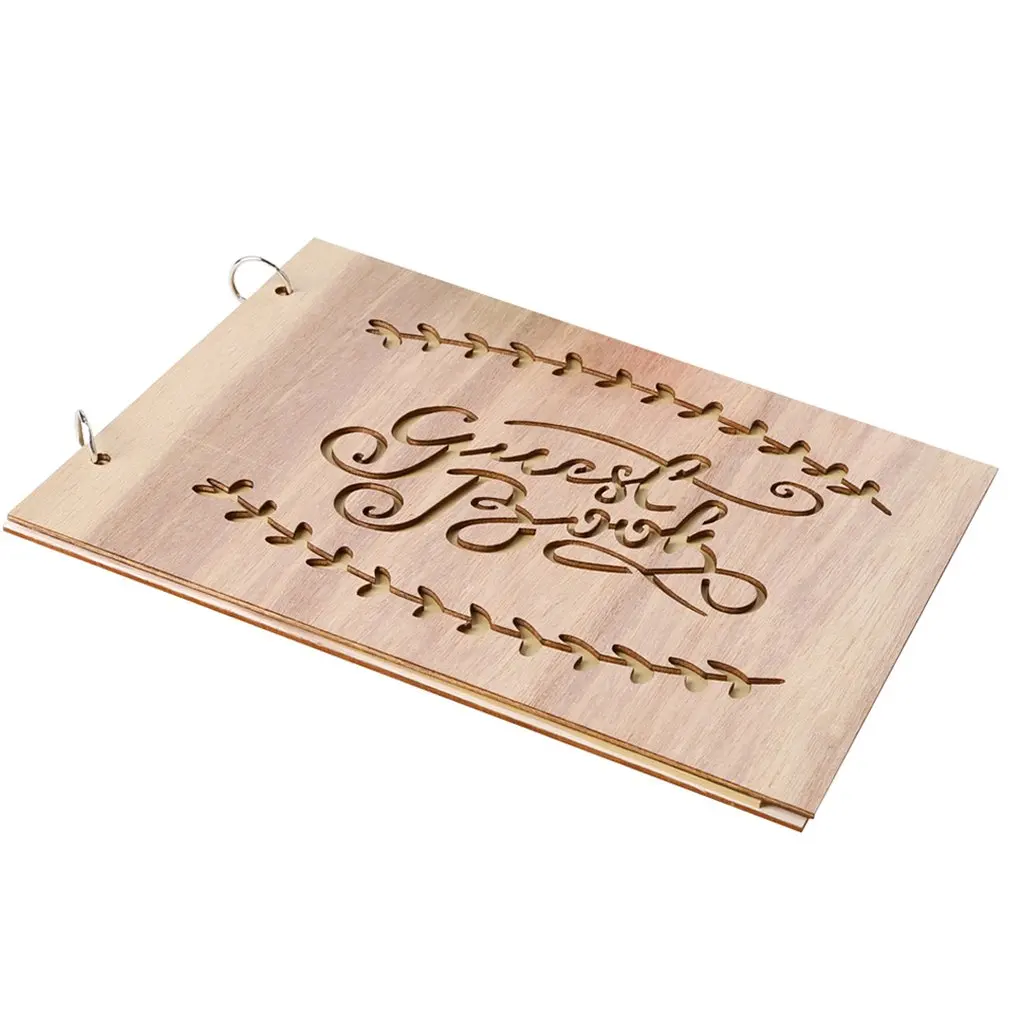 

Personalized Guest Book Heart Wooden Guestbooks Signature Message Scrapbook Album Rustic Wedding Gifts notebook
