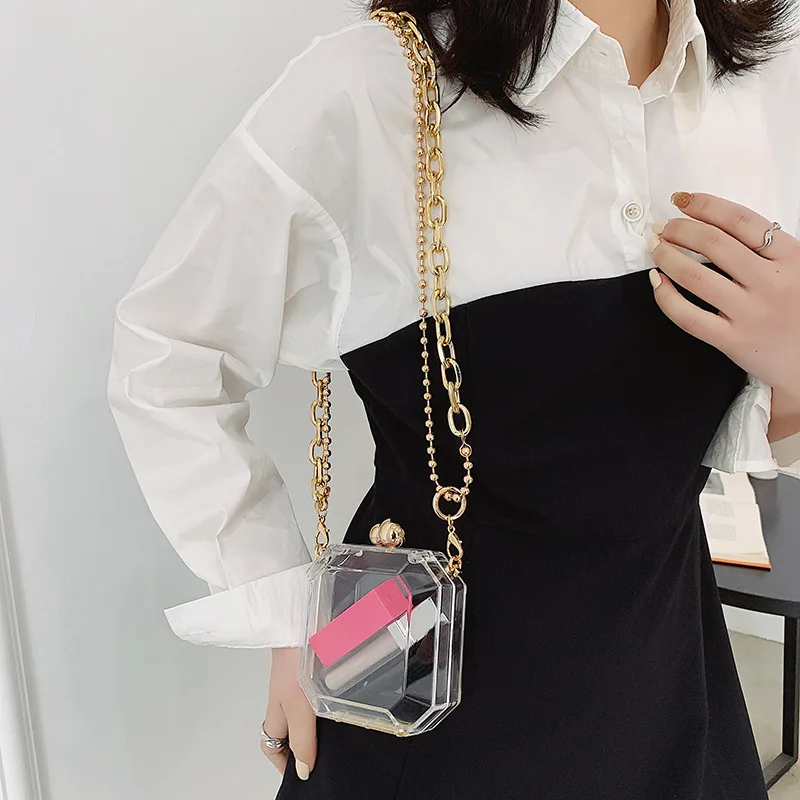 Transparent Evening Bag Acrylic Box Chain Crossbody Bag For Women Shoulder Purses And Handbags Ladies Party Clutch