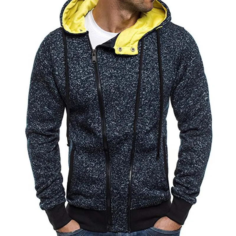 Navy blue gray Мужские толстовки с капюшоном, Новая повседневная тонкая Толстовка с длинным рукавом, мужской кардиган на молнии с капюшоном, Мужская толстовка, размер M-3XL, Sudaderas Hombre - Цвет: Navy blue gray