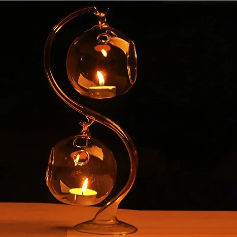 2sets candle holder 2 компл./упак. S Стиль висячая стеклянная Свеча держатель для украшения дома, свадебных платьев, декоративных изделий реквизит Стекло подсвечник - Цвет: 2sets candle holder