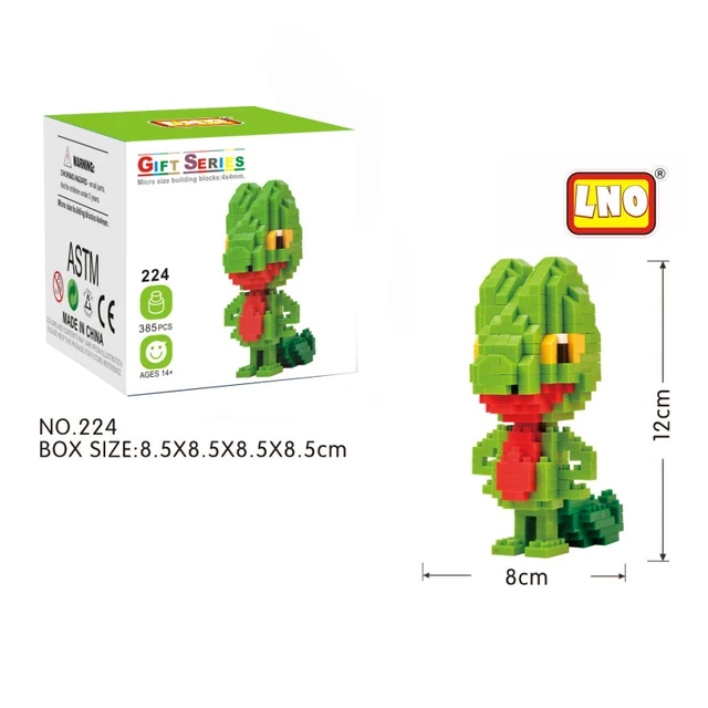 LNO Micro Brick Treecko Jigglypuff Togepi Caterpie Wobbuffet Turtwig DIY Mini Building Blocks Pokemon Figures Toys For Kids 224 Treecko