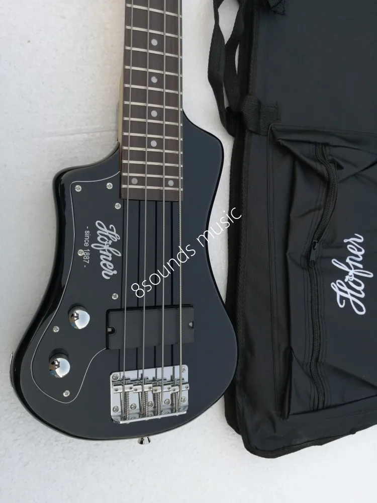 Черный hofner коротышка бас 4 струны на заказ hofner Мини Путешествия бас-гитара для левши гитары