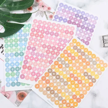 

4pc PVC Waterproof Notebook Labels Creative Decorative stickers scrapbooking Stationery Round Dot Alphanumeric Sealing Sticker